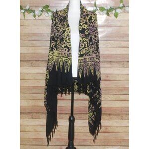 Aloha Hut Hawaii Women’s Beach Wrap Shawl Scarf Black Fringe Beach Cruise Wear